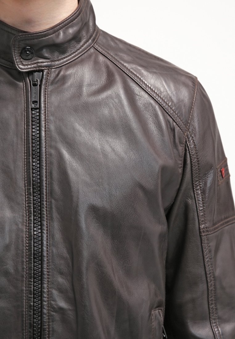 Kožená bunda Strellson Sportswear - hnedá