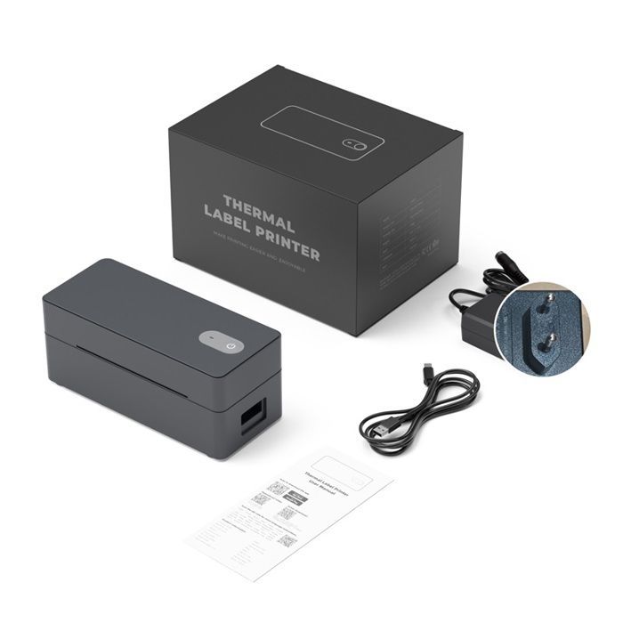 Imprimante d'étiquettes，Imprimante thermique Bluetooth/Wi-Fi à étiquettes adhésives（30-110mm），Sans encre，160mm/s，noir