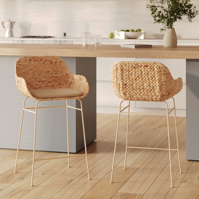 Lot de 2 chaises pour îlot central 66 cm en matière naturelle - Faro - Rendez-Vous Déco