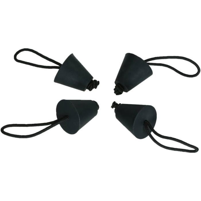 Universelles Kajak-Ablaufstopfen-Set – Schwarz – 4er-Pack