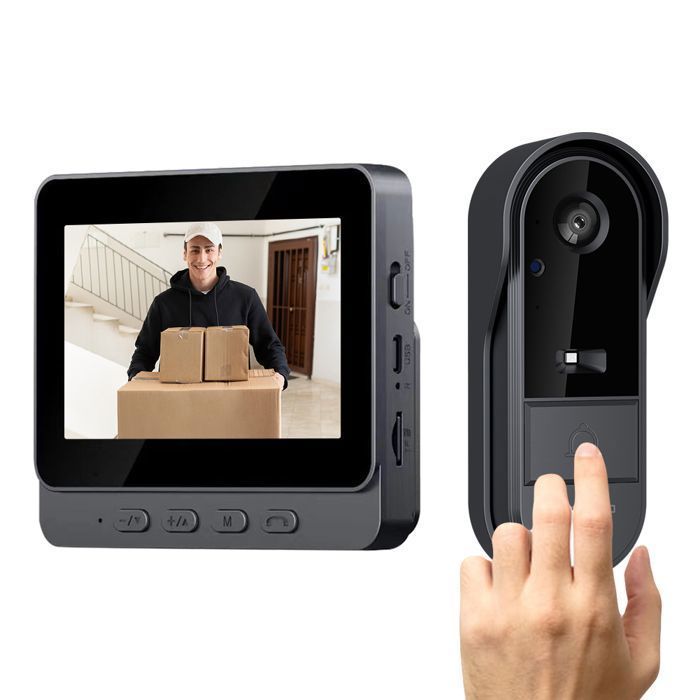 Sonnette visuelle - TIDUCEL - Visiophone - Écran LCD 4,3 pouces - Vision nocturne - Sans fil 2.4G