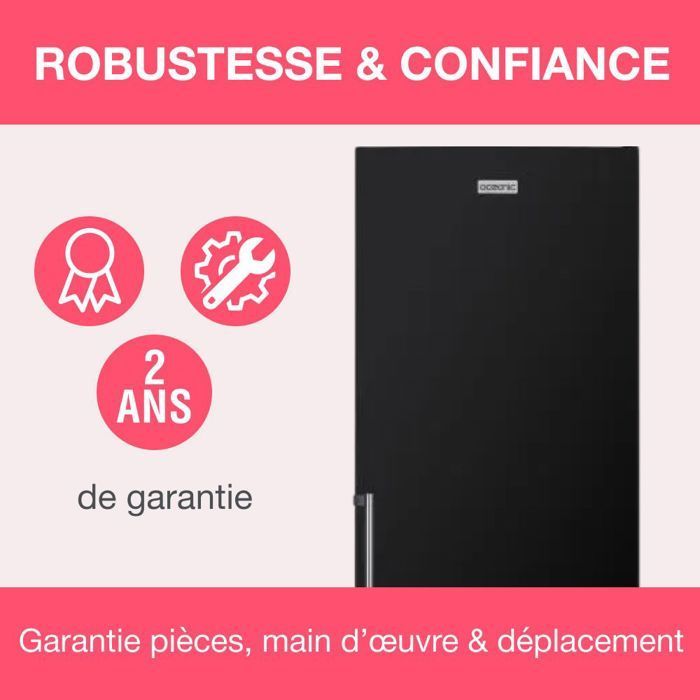 Réfrigérateur combiné - OCEANIC - OCEAFC262STDB - 262 L - Classe D - 55 x 56 x 180 cm - Noir