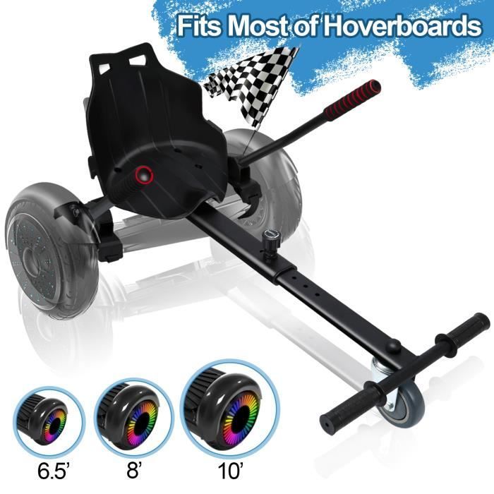Universal Go-Kart Kit - Hoverboard - Black - Compatible with 6.5-10 inch wheels - Adjustable - 4 wheels