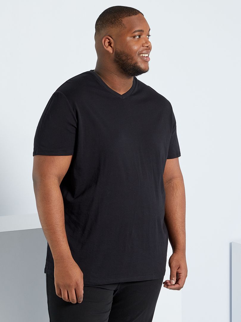 T-shirt met V-hals - Zwart