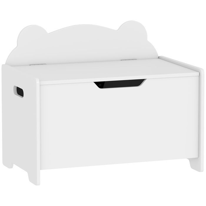 Baúl de juguetes - AIYAPLAY - tapa con bisagras - forma de oso - para niñas y niños de 3 a 8 años - MDF - 60 x 38 x 48 cm - blanco