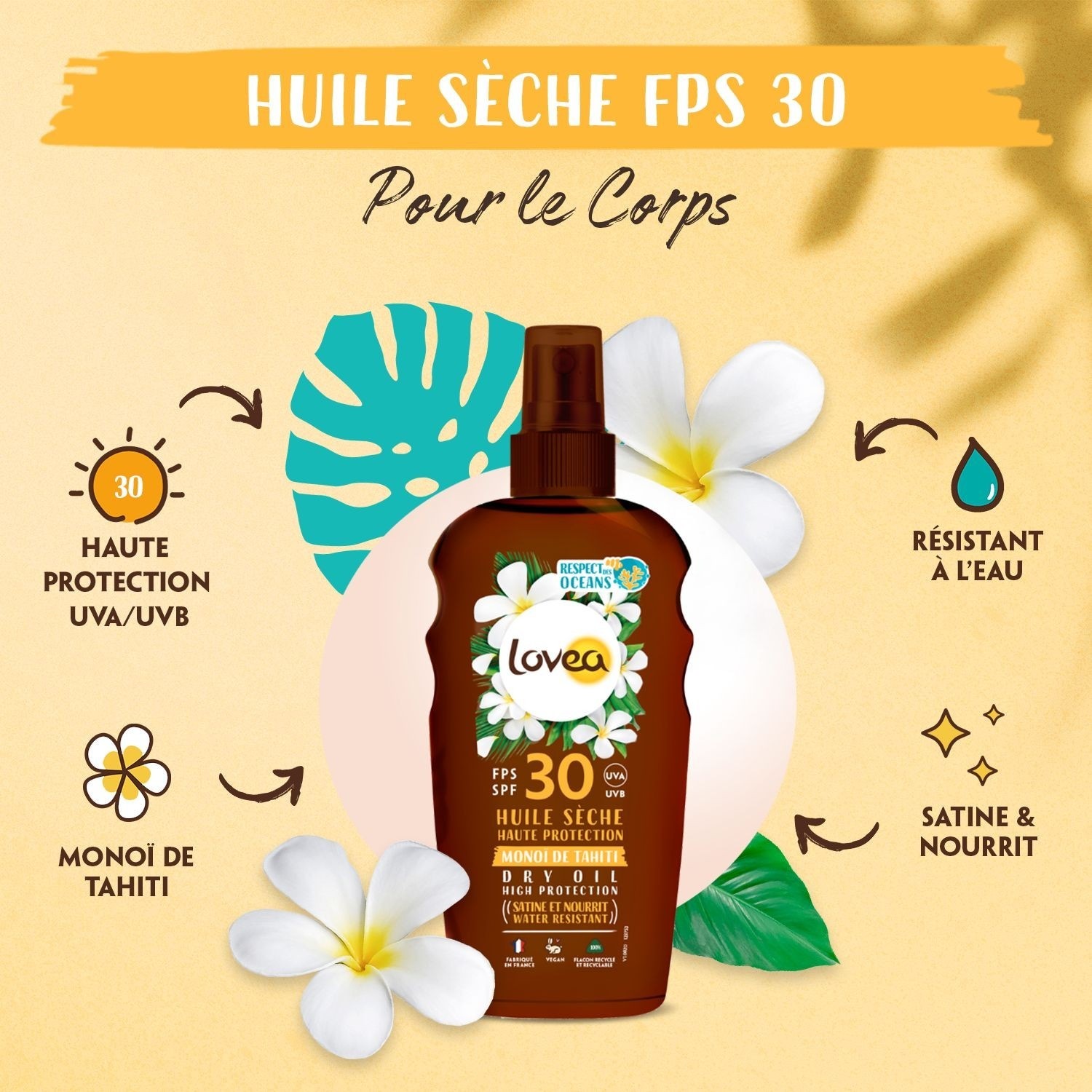 Lovea Huile Sèche FPS 30 Haute Protection Monoï de Tahiti