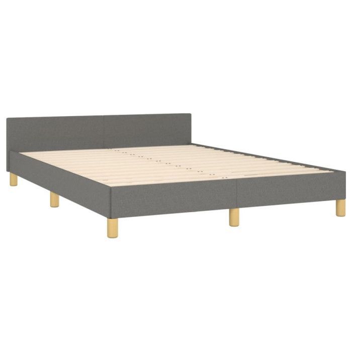 Estructura de cama vidaXL con cabecero, gris claro, 140x190 cm, tela