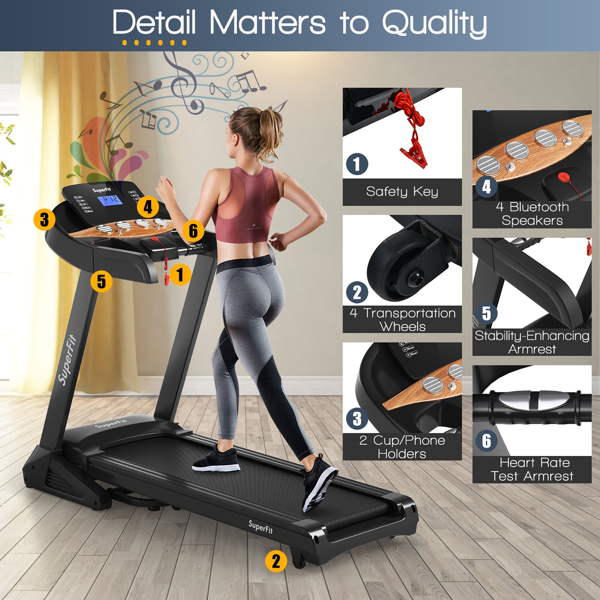 Ηλεκτρικός πτυσσόμενος διάδρομος Superfit 3.75HP με πρόγραμμα αυτόματης κλίσης 12 - Δείτε λεπτομέρειες