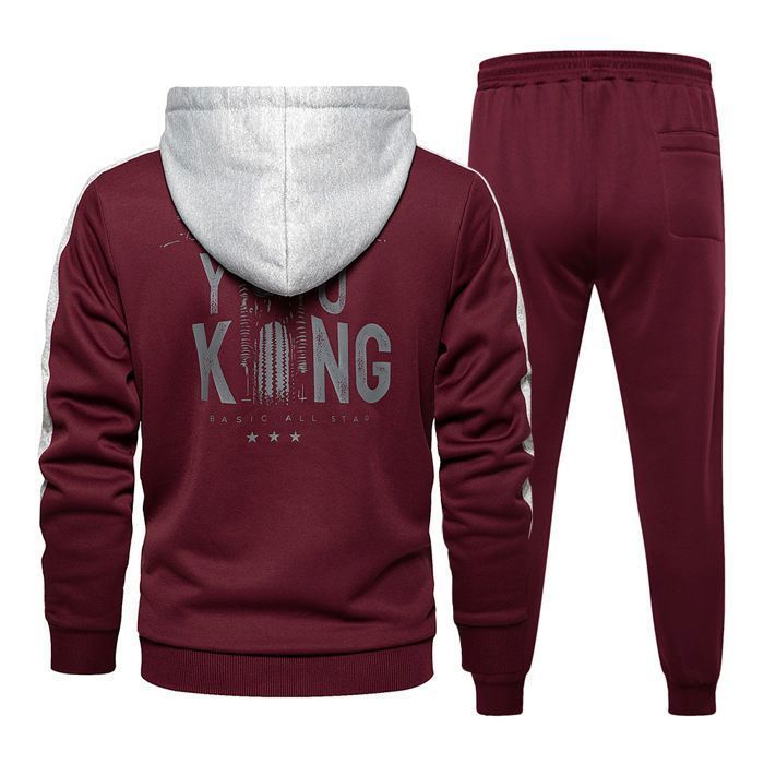 Tuta sportiva casual da uomo a maniche lunghe per l'autunno - Bordeaux