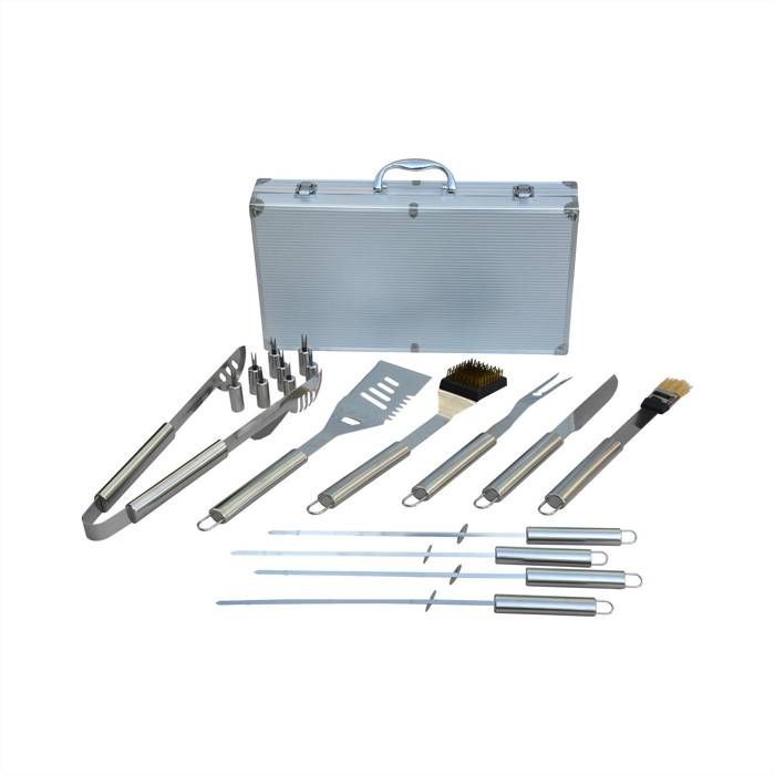 Barbacoa, parrilla y ahumador de carbón GEORGES de Ø57 cm con ruedas y 18 accesorios + estuche para utensilios.