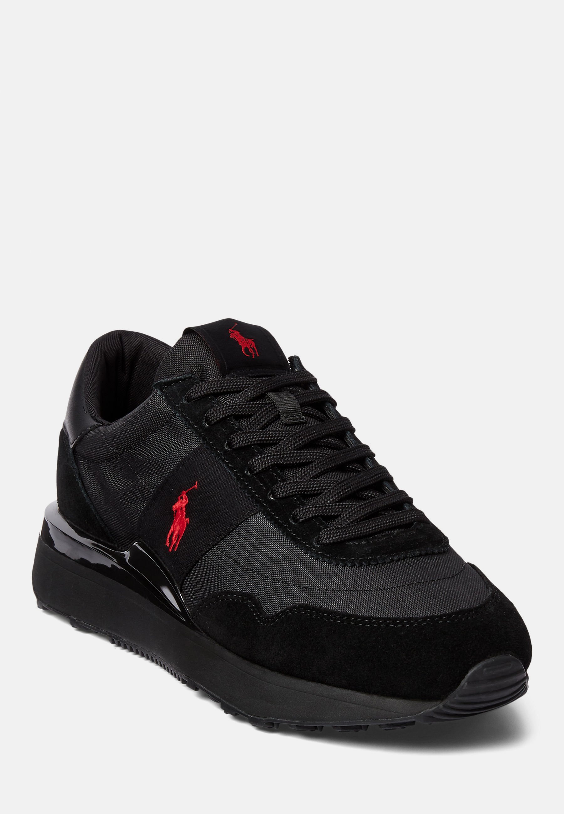 Baskets Polo Ralph Lauren TRAIN 89 en daim et oxford - Triple noir/rouge