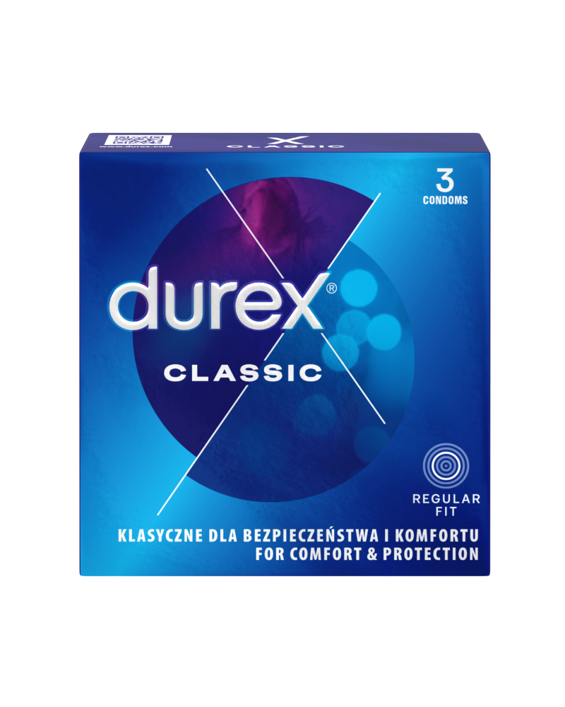 Preservativi Durex Classici, confezione da 3 pezzi