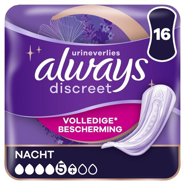 Always Discreet nakts urīna nesaturēšanas ieliktņi<br>Medicīniskā ierīce - 16 gabali
