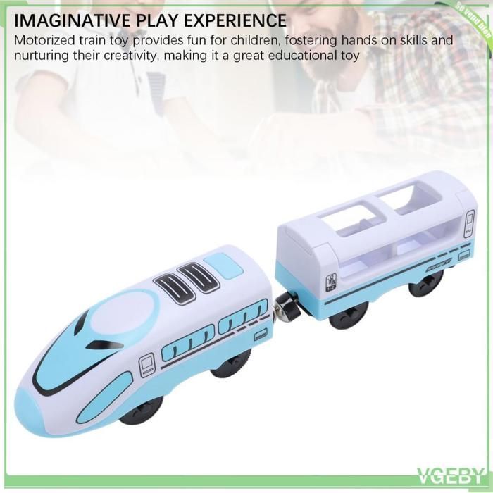 Set di giocattoli, giocattolo elettrico per bambini piccoli, set di batterie motorizzate compatibile con Thomas blu e bianco