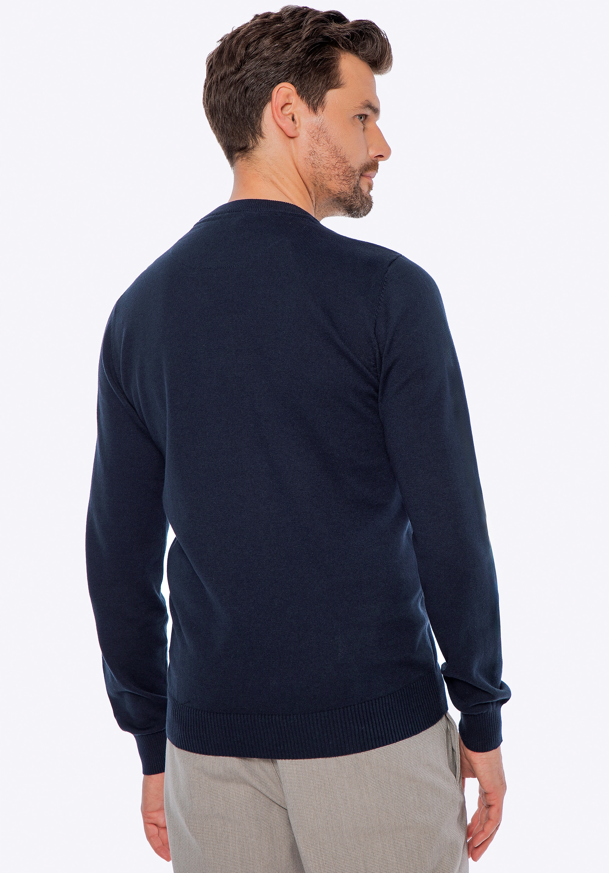 Sweter męski z bawełny granatowy