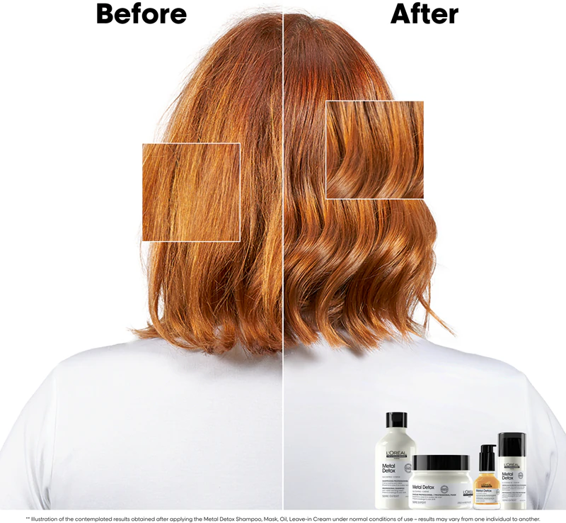 L'Oréal Professionnel Serie Expert Metal Detox, embalagem prática para cabelos danificados.