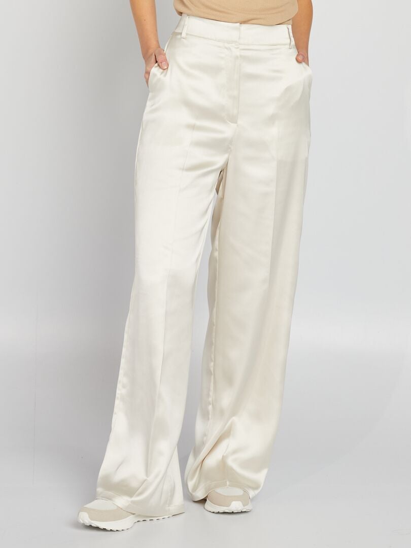 Pantalones de satén - BLANCOS