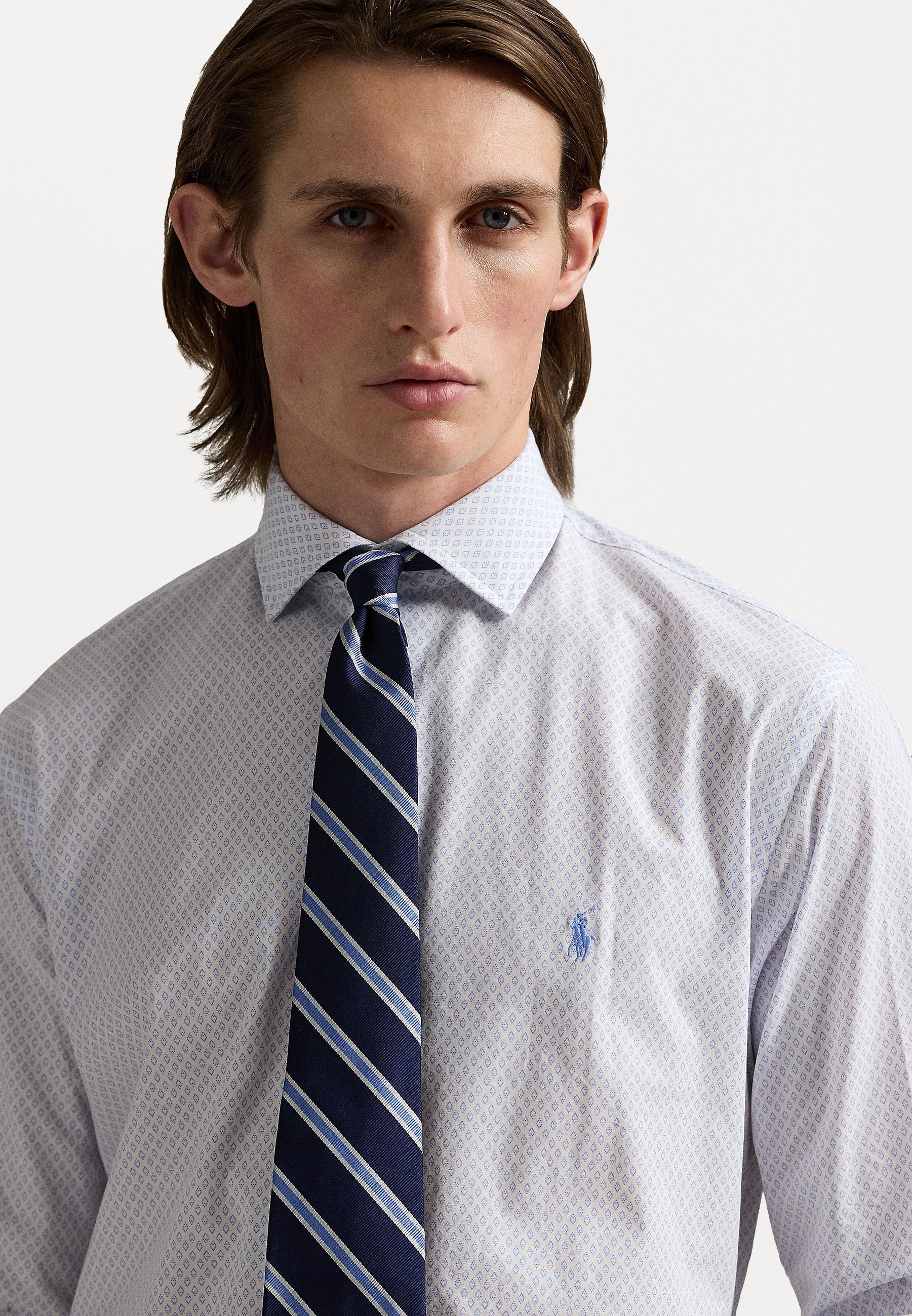 Camicia Polo Ralph Lauren CUSTOM FIT in popeline elasticizzato stampato - Camicia - bianca