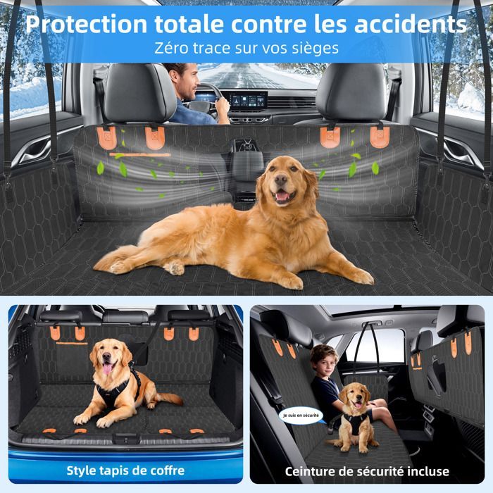 Capa para banco de carro para cães WHD© - Versátil para carro/camping/piquenique - Impermeável 6C + Lavável e Antiderrapante - 147x137cm