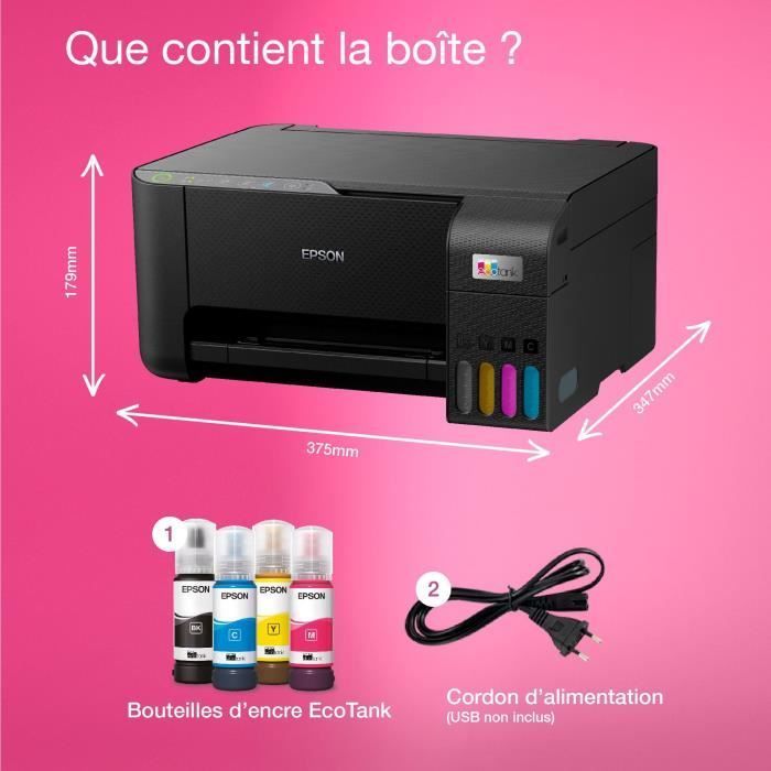 Impressora multifuncional A4 - EPSON - EcoTank ET-2860 - Wi-Fi - Equipada com tanques de tinta