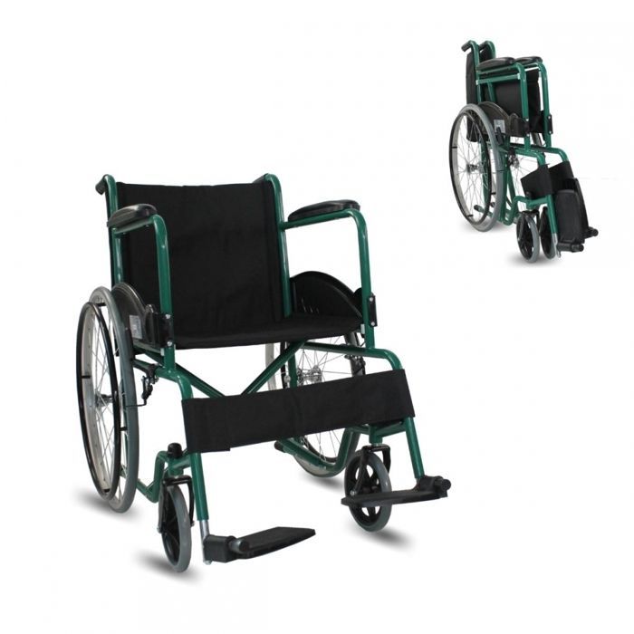 Silla de ruedas plegable Mobiclinic Alcazaba para personas mayores y discapacitadas con reposapiés y reposabrazos - Verde