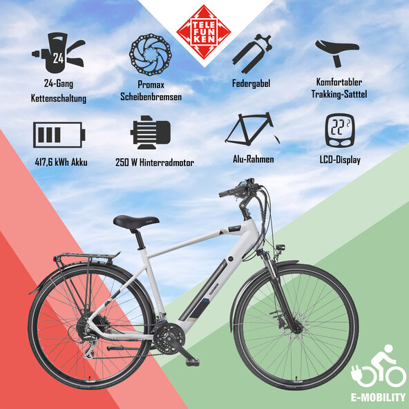 Bicicletă electrică de drumeție Expedition XC941, cretă