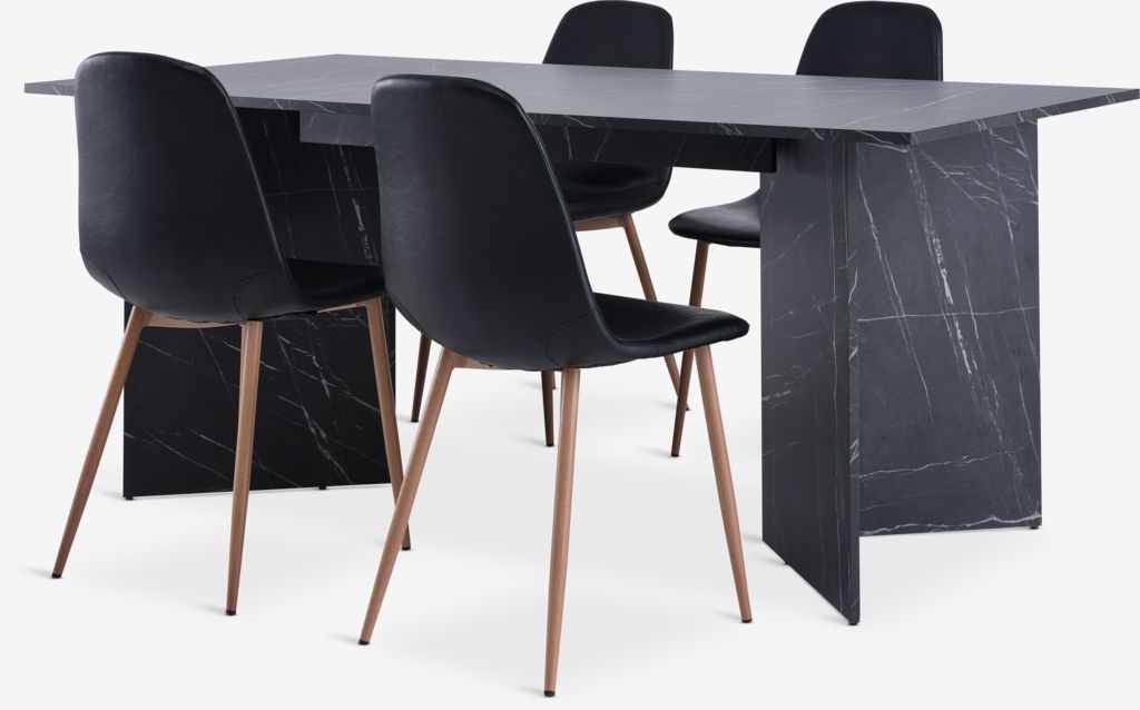 KRONDAL JONSTRUP KRONDAL L180 stôl imitácia mramoru 4 JONSTRUP stolička čierna/dub