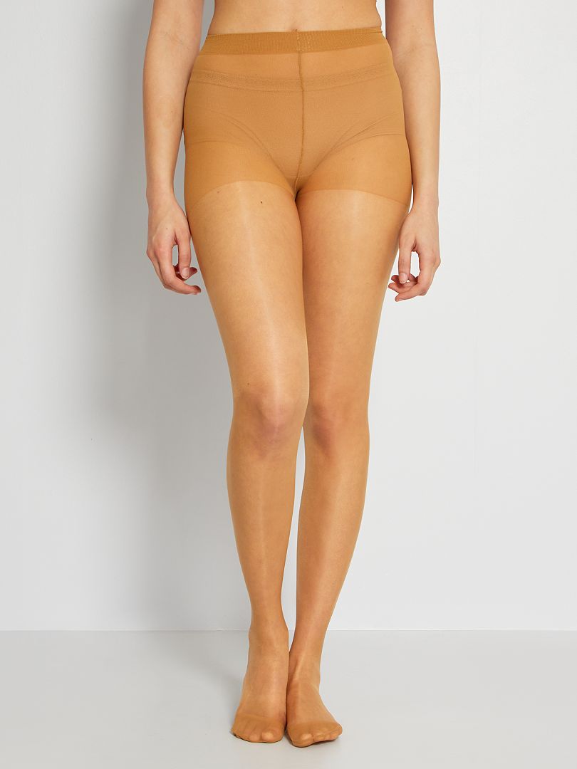 Conjunto de 2 pares de meias-calças transparentes tamanho 8D - BEGE