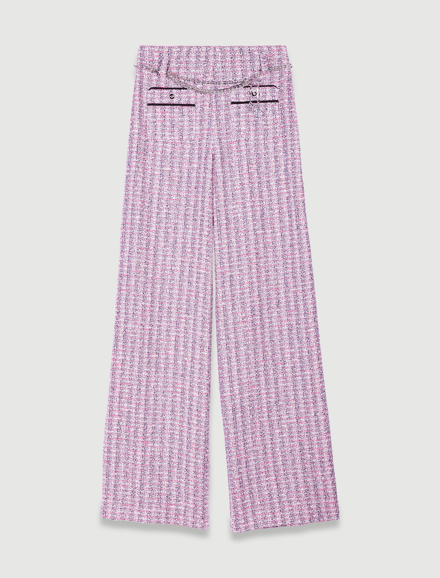 Broek ook verkrijgbaar in tweed-roze/zwart