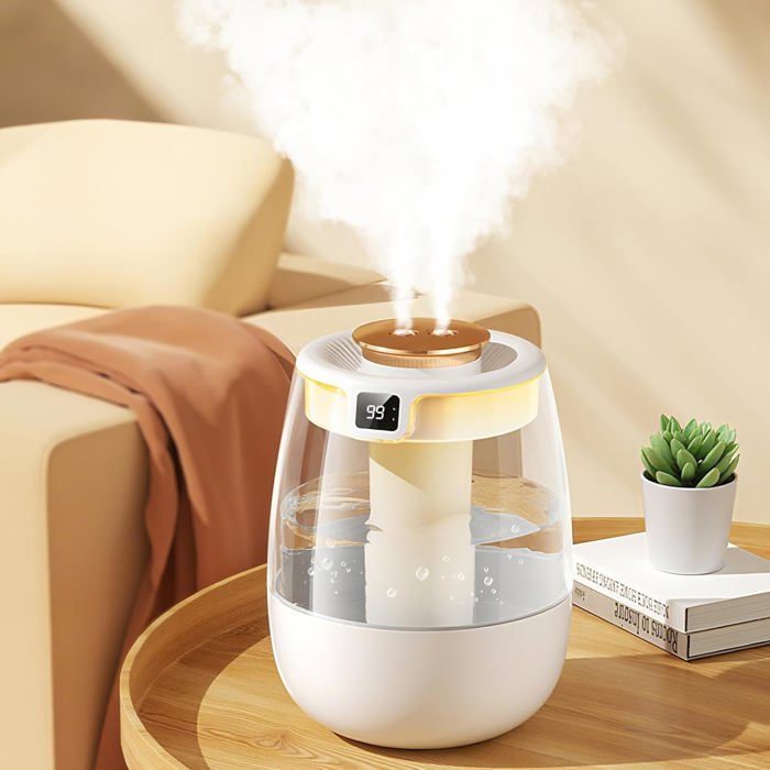 Humidifier - ULISEM - 2L - Dual Jet - Silent - Digital Display - Night Light