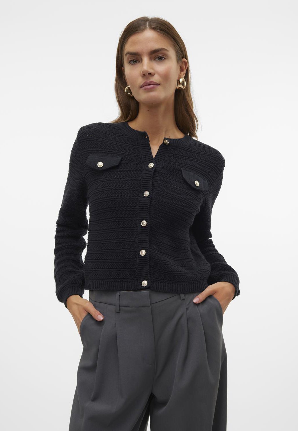 Vero Moda VMVIOLETTA BUTTON - Gilet - noir