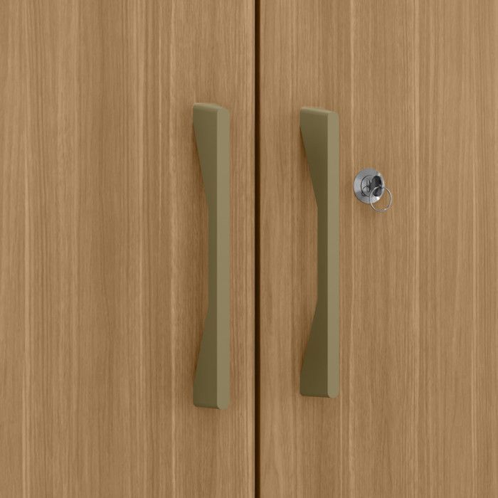 Multifunctional Oak Cabinet with 2 Doors and 5 Shelves, W 63 cm x H 180 cm x D 35 cm - W 63 cm x D 35 cm x H 180 cm