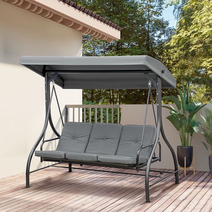 Outsunny Metall-Gartenschaukel 195x117x175cm Grau