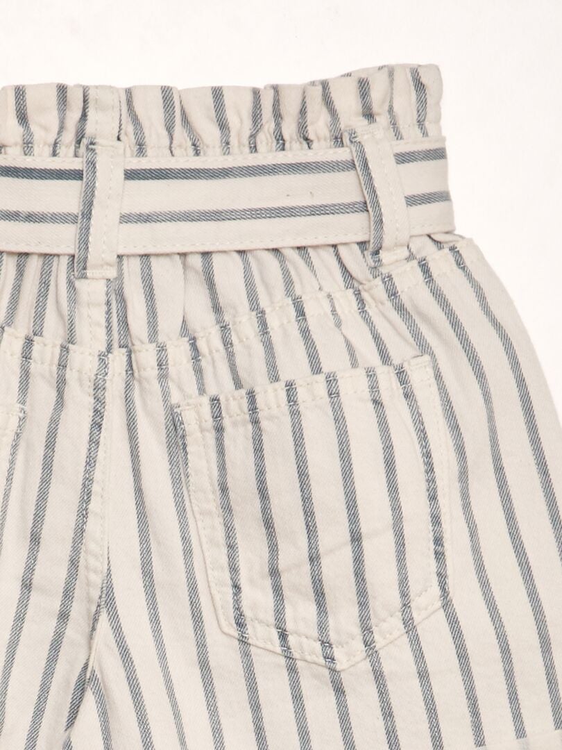 Paperbag denim shorts - BEIGE