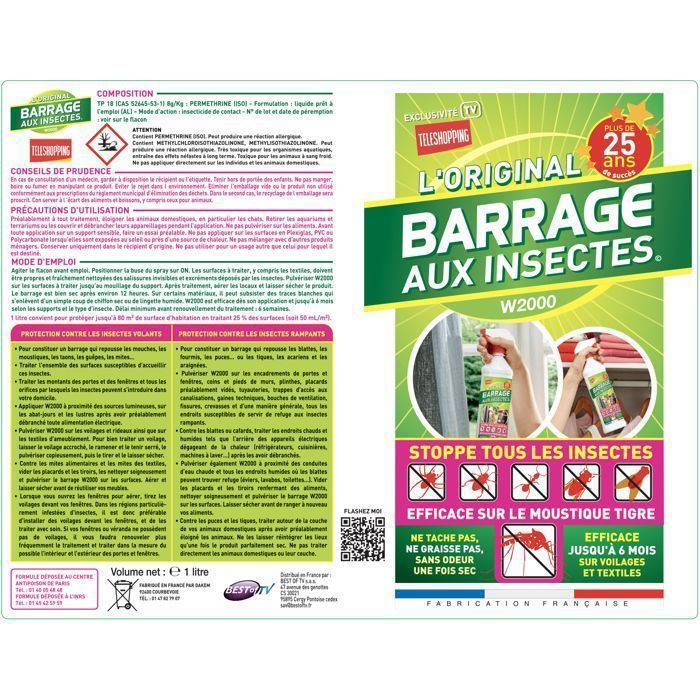 Barrera antiinsectos W2000 3x1L con 3 tapones de seguridad + 1 botella pulverizadora