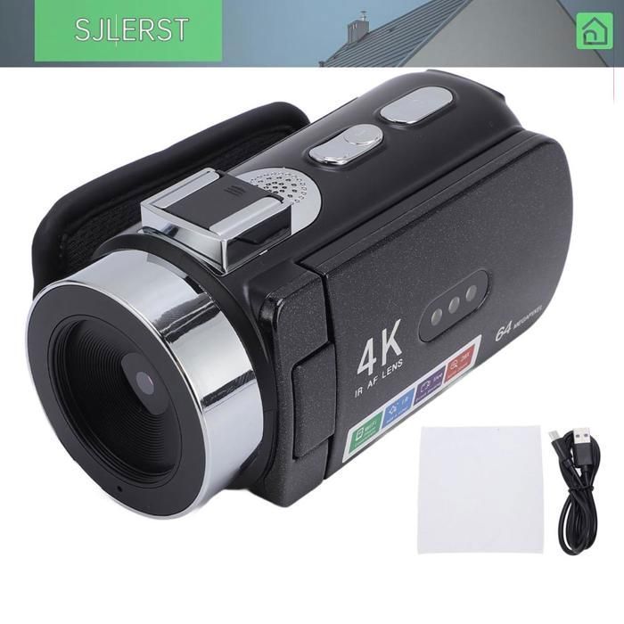 Caméra de Vidéo, Caméscope 4K 64MP 28x Smart Zoom Digital Video Camera, 3 Pouces 270 ° Écran de Rotation