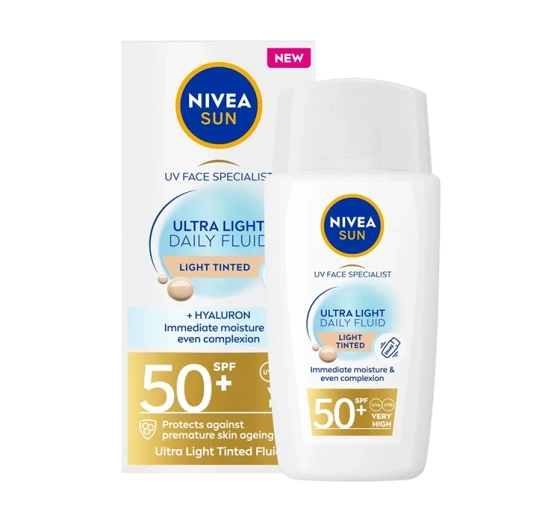 NIVEA SUN Ultra Light Daily Fluid krem do twarzy przeciwsłoneczny z pigmentem SPF50  Light Tinted 40 ml