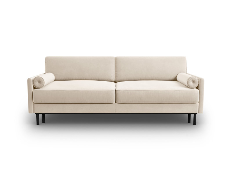 Sofa rozkładana ze schowkiem SCOTT 3 miejsca Welur Beż jasny