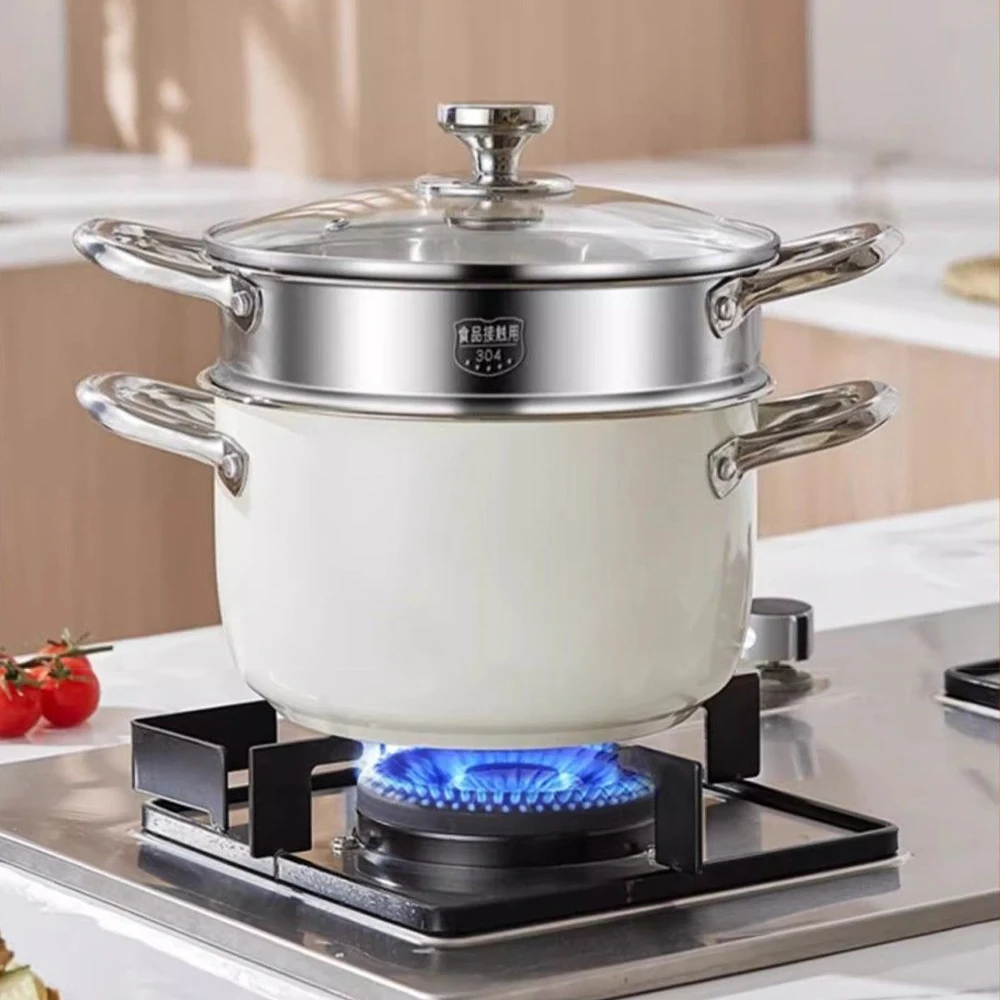 Marmite en acier inoxydable 304, antiadhésive, avec couvercle, compatible avec les plaques à induction, les cuisinières à gaz et les récipients pour préparations alimentaires (lait, etc.).