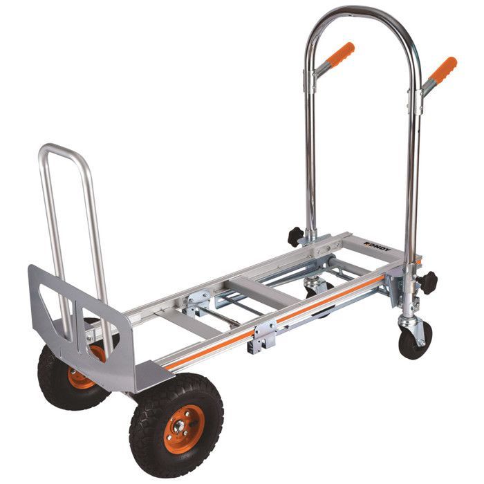 3-in-1 aluminium steekwagen - maximaal draagvermogen 250 kg - 2 zwenkwielen - 2 luchtbanden - platform 45,5 x 18 cm