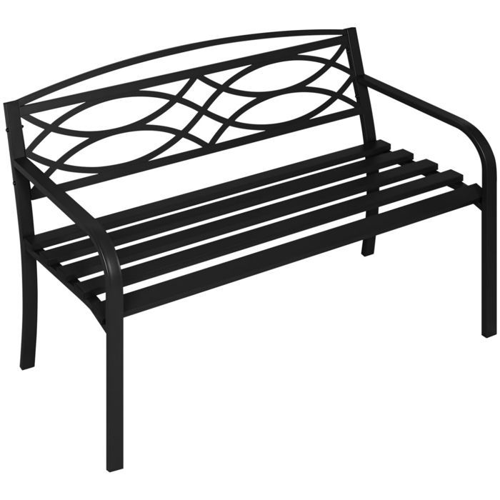 WOLTU tuinbank, metalen buitenbank, weerbestendig, met rugleuning en armleuningen, 127,5x59,5x83cm, zwart