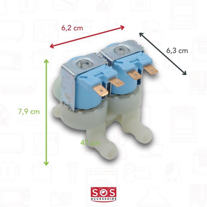SOS 2-way solenoid valve accessory for washing machine - 2901250100 BEKO, HOOVER, CANDY, FAR, AYA, LISTO, OTSEIN, OSTEIN, ALTUS, SABA,