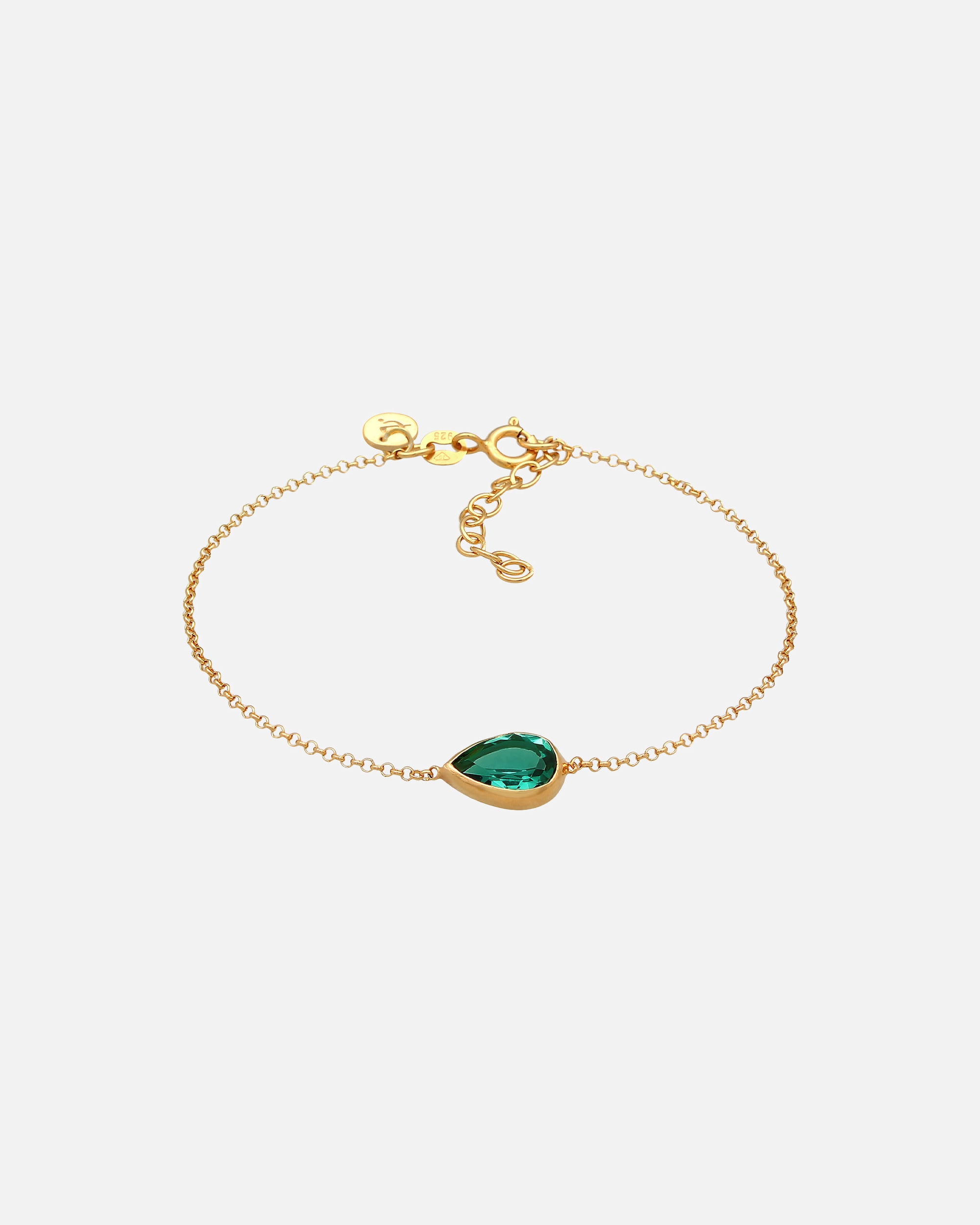 Elli PREMIUM Elli PREMIUM Bracelet Femmes Goutte étincelant vert avec quartz en argent sterling 925 plaqué or