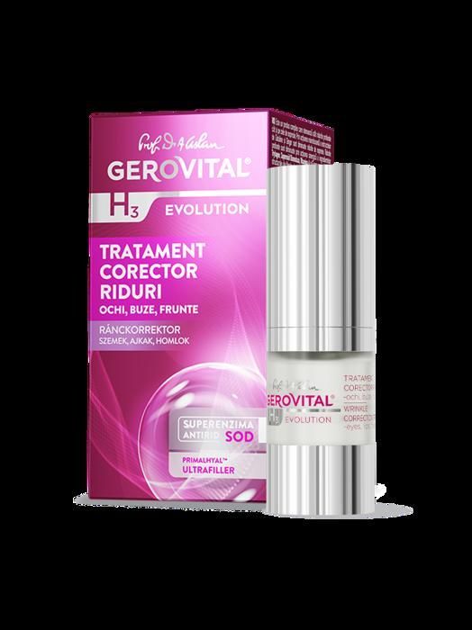 Gerovital Traitement de correction des rides – Yeux, lèvres, front 15 ML Zone du corps Affronter