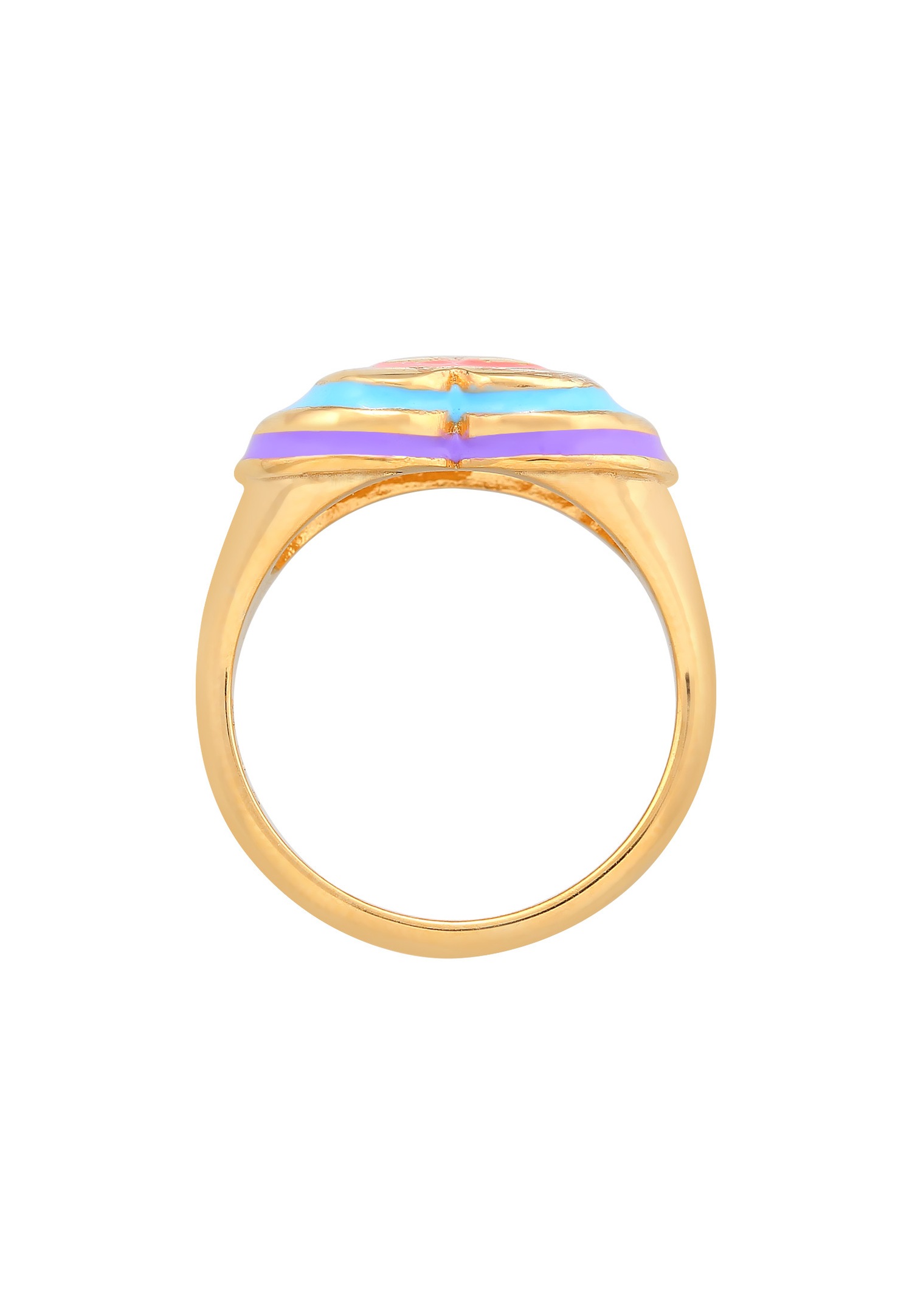 Elli Femme Sceau Coeur Tendance avec Émail Multicolore en Argent Sterling 925 Plaqué Or