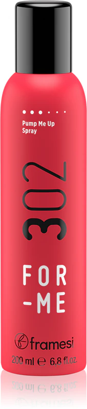 spray fortalecedor Framesi For-Me Pump Me Up 302 adiciona volume desde a raiz.