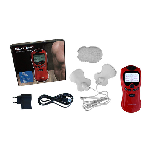 Stimulateur musculaire portable Eco-de Ems, compact, facile à utiliser, écran LCD bleu, 8 programmes