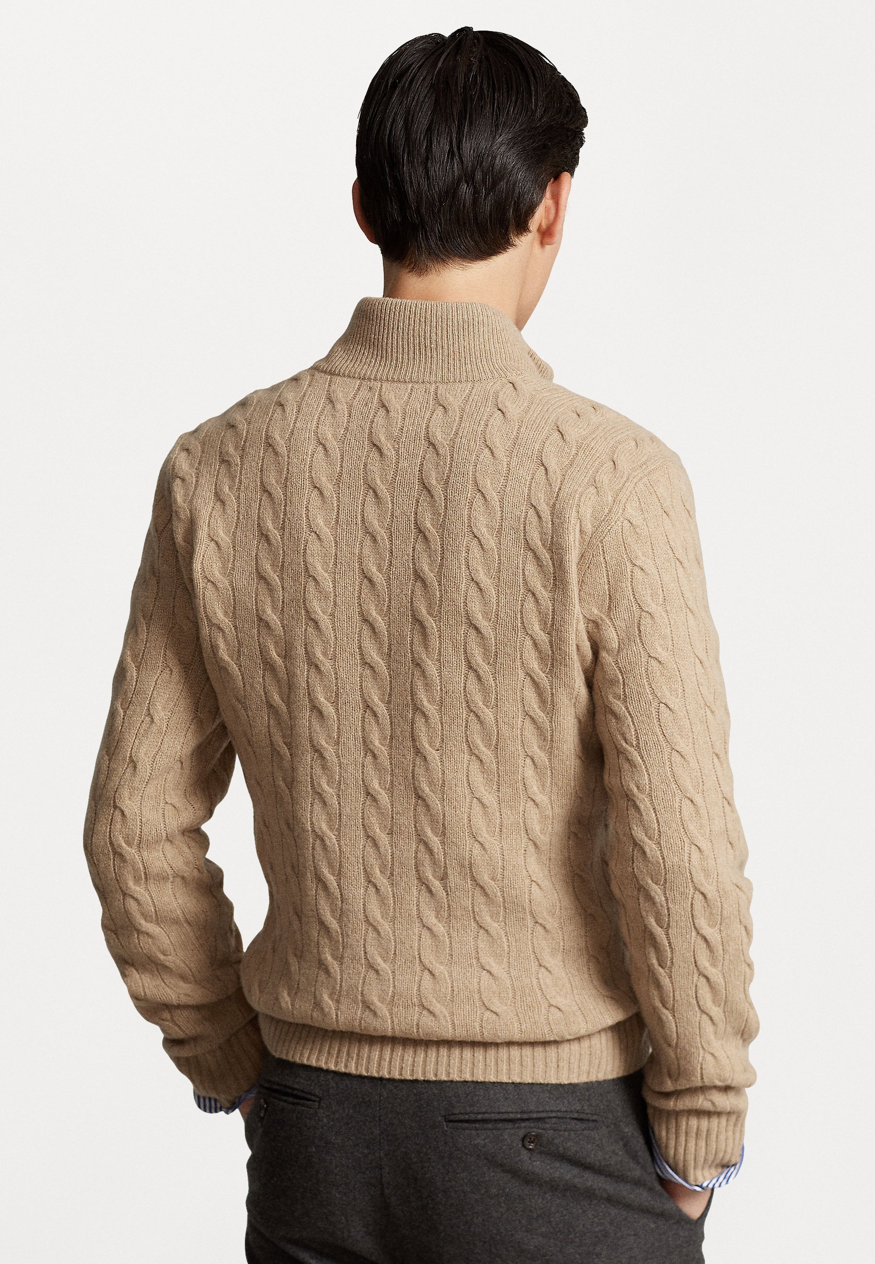 Polo Ralph Lauren kabelgebreide wollen en kasjmier trui - Trui - camel melange