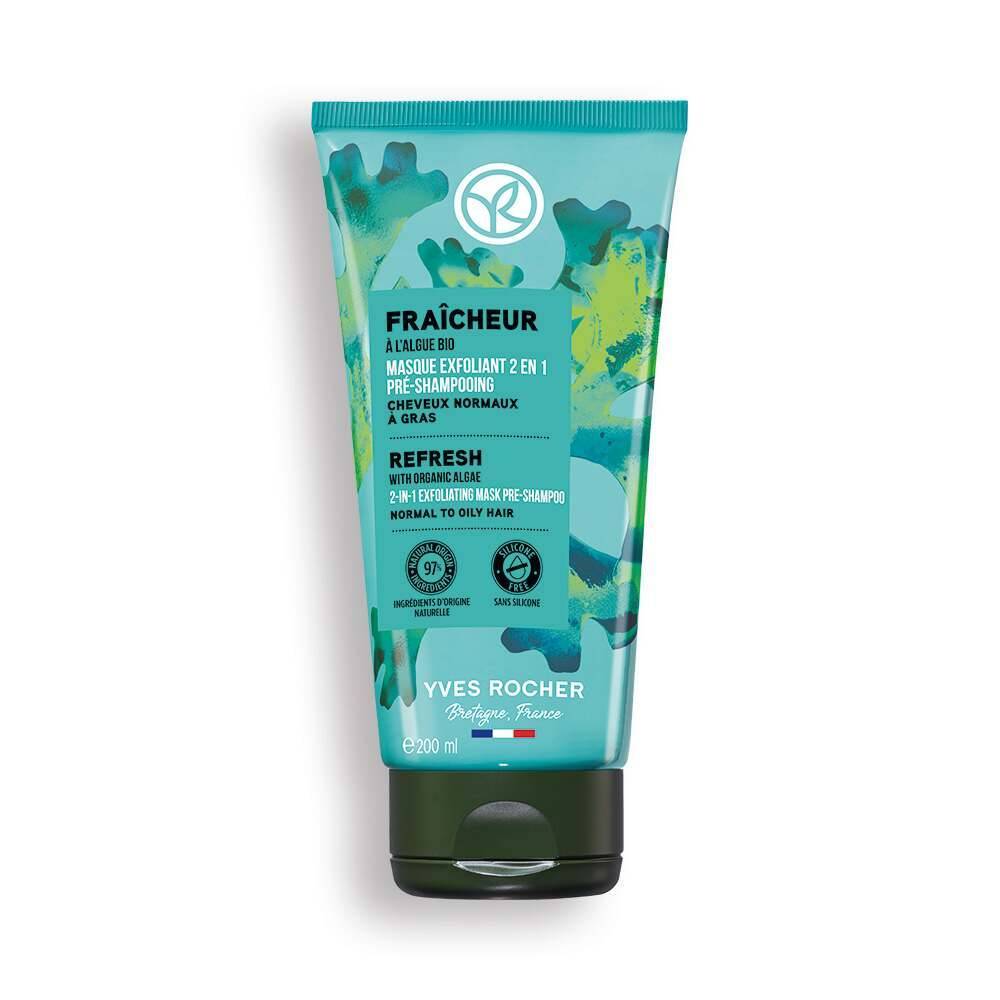 2-in-1 exfoliërend masker voor gebruik vóór het wassen
