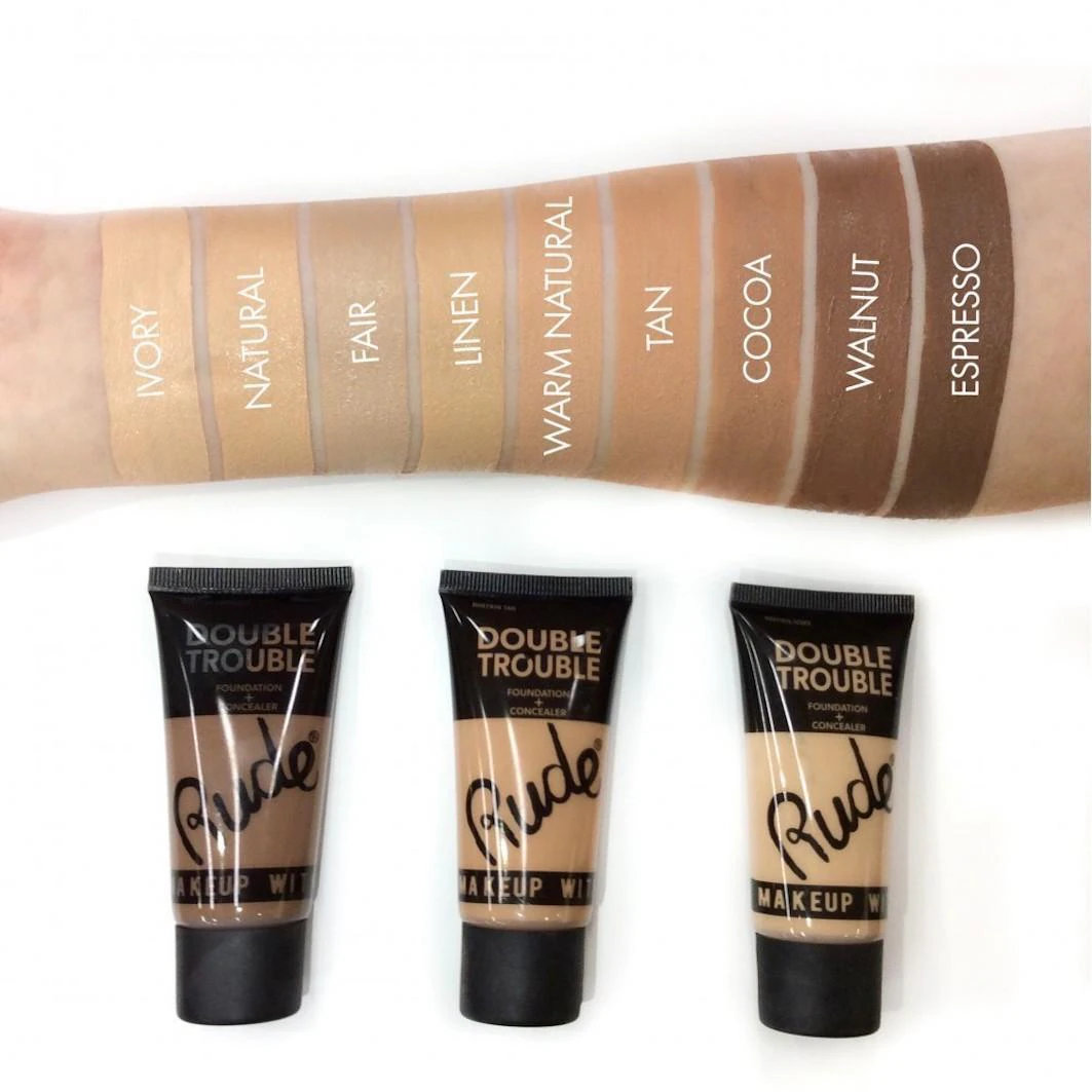 Rude Cosmetics RUDE DOUBLE TROUBLE Foundation + Concealer - Natural